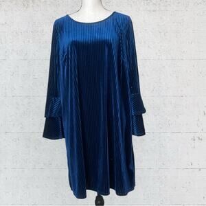 NWT Tacera Ribbed Blue Velvet Bell Sleeve Whimsigoth Boho Witchy Fairygoth 1X